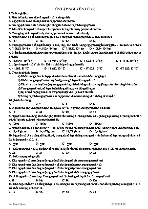 Bài tập Hóa học 10 - Chương Nguyên tư - Lê Thành Quốc